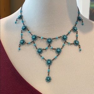 Turquoise Austrian Crystal Bib Necklace NWT!